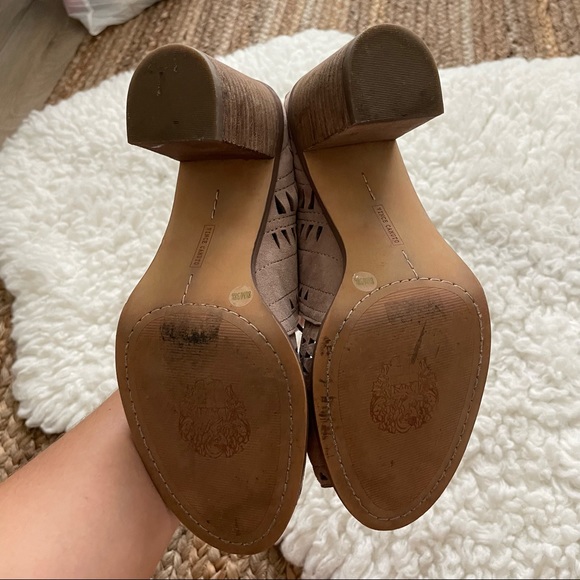 Vince Camuto Tan Taupe Tarita Cut Out Lace Up Block Sandal - Picture 7 of 8